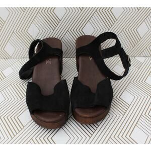 Splendid Womens Black Leather Sandals Size 6-6.5 Pre-Owned